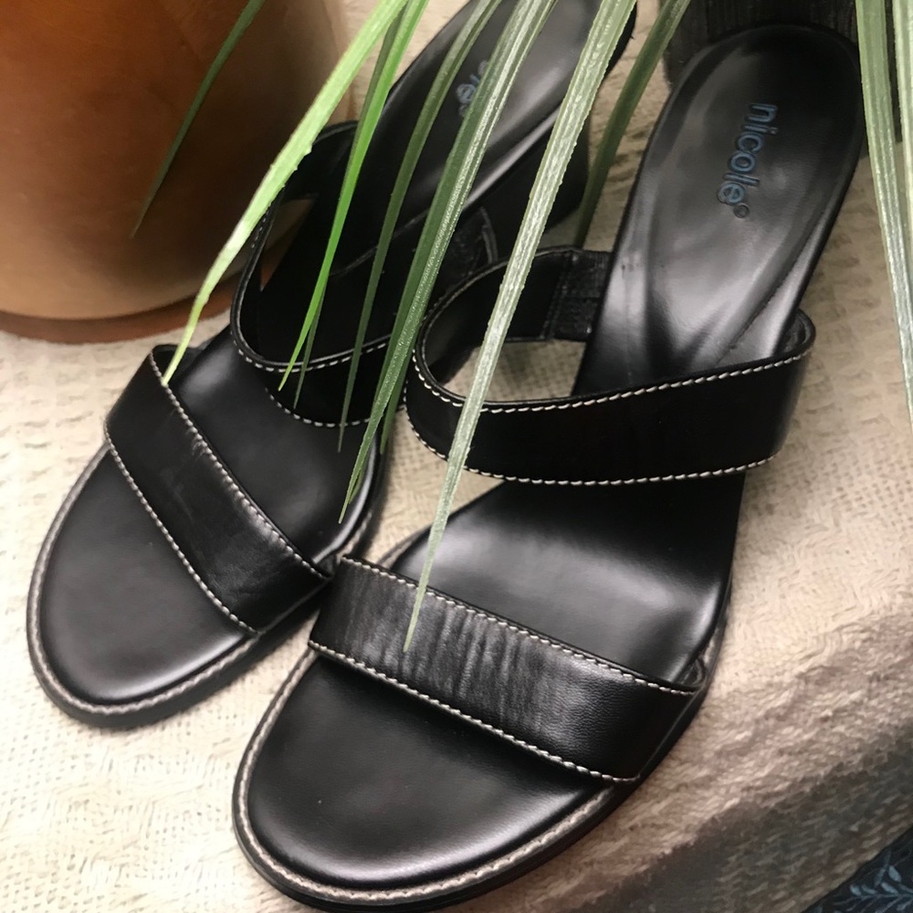 COPY - Nicole black leather upper sandals (preowned)